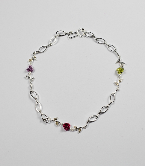 Rose Charm Silver Chain Connector